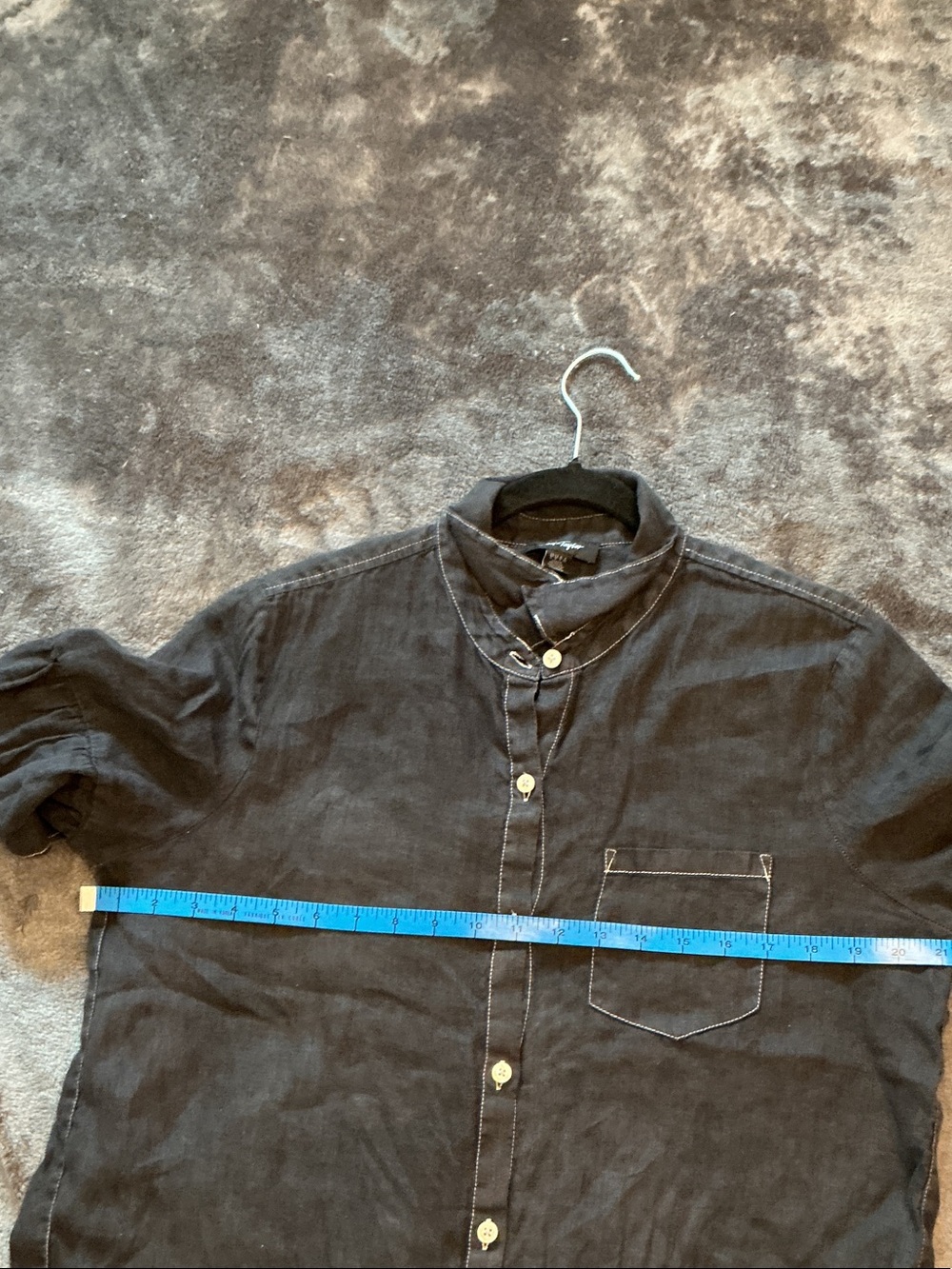 Lord & Taylor Black Button-Front 100% Linen Blouse - Picture 8 of 11